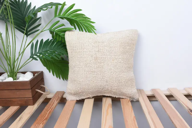 Accent Throw Pillow Case, Gift Pillow, 14x14 White Pillow Cover, Pillow, Kilim Cushion Sham, Vintage Kilim Pillow, Turkish Bench Cushion Cover - 1