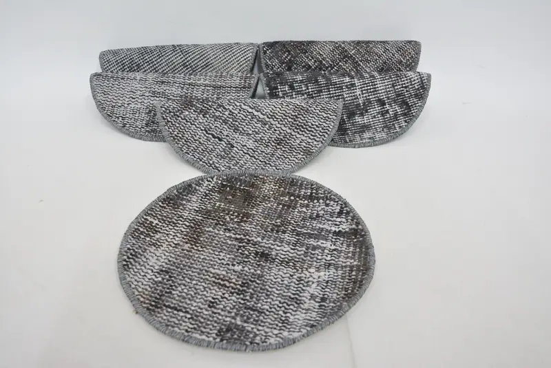 ブルーとベージュのサークル プレースマット、ユニークなキリム テーブル マット