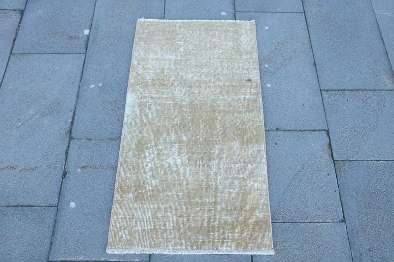 Eleganter beigefarbener Blumenteppich, 1,6 x 3,1 Fuß, schickes Dekor