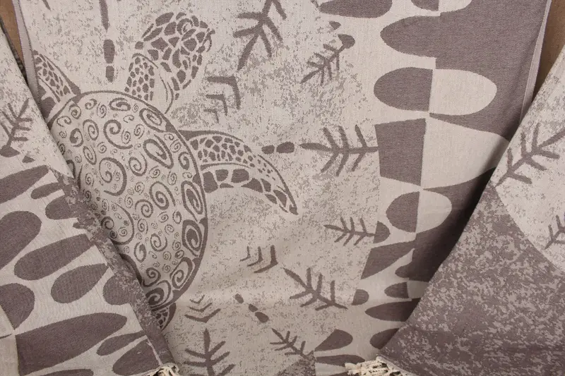 Bridesmaid Gift Towel Turtle Design, Brown Cotton, 40x71 Inches