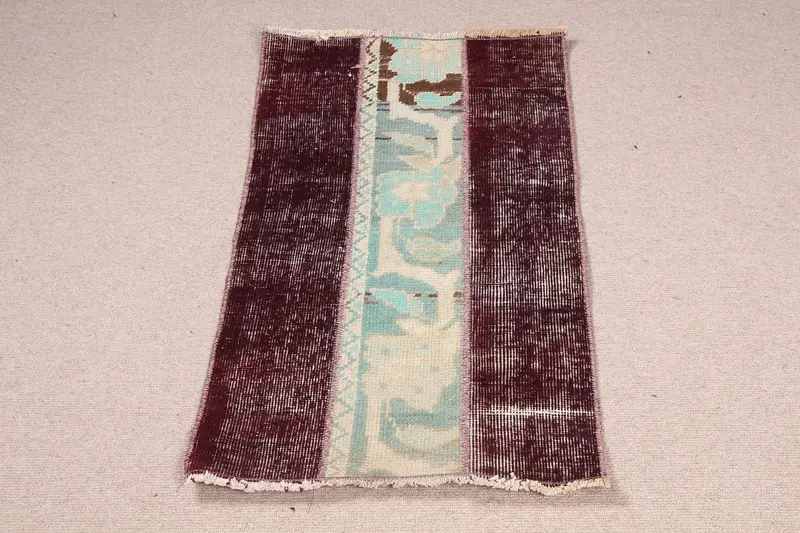 Purple Ikat Rug, 1,7x3,1 ft with Green Accents