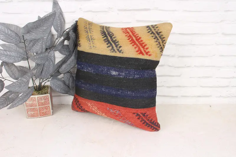 Oriental Cushion Cover, Handmade Kilim Cushion, Pillow Sham, Turkish Kilim Pillow, 18x18 Beige Cushion, Gift Pillow, Turkish Corner Pillow - 4