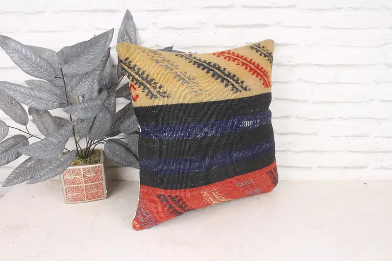 Oriental Cushion Cover, Handmade Kilim Cushion, Pillow Sham, Turkish Kilim Pillow, 18x18 Beige Cushion, Gift Pillow, Turkish Corner Pillow - 3