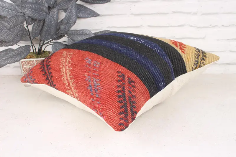 Oriental Cushion Cover, Handmade Kilim Cushion, Pillow Sham, Turkish Kilim Pillow, 18x18 Beige Cushion, Gift Pillow, Turkish Corner Pillow - 6