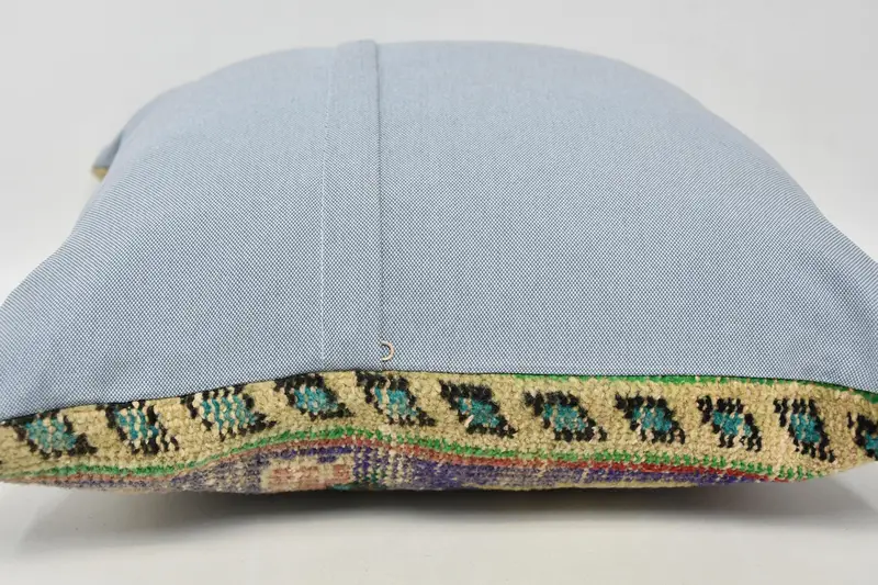 Turkish Kilim Pillow, Kilim Pillow Cover, Cushion Case, Vintage Kilim Pillow, Handmade Rug Seat Pillow Cover, 20x20 Blue Cushion - 5