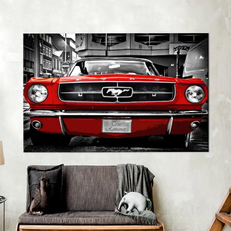 エレガントなレッド フォード マスタング キャンバス - クラシック カー アート プリント