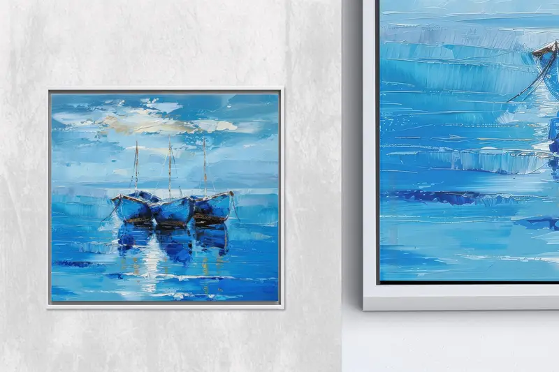 Zarif Ofis Dekoru için Modern Soyut Deniz Manzarası Kanvas