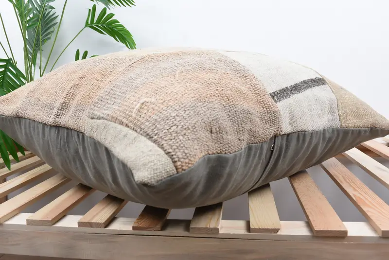 Ottoman Pillow Case, 28x28 Beige Pillow Cover, Pillow for Couch, Gift Pillow, Kilim Cushion Sham, Cushion, Shabby Chic Cushion Cover - 7