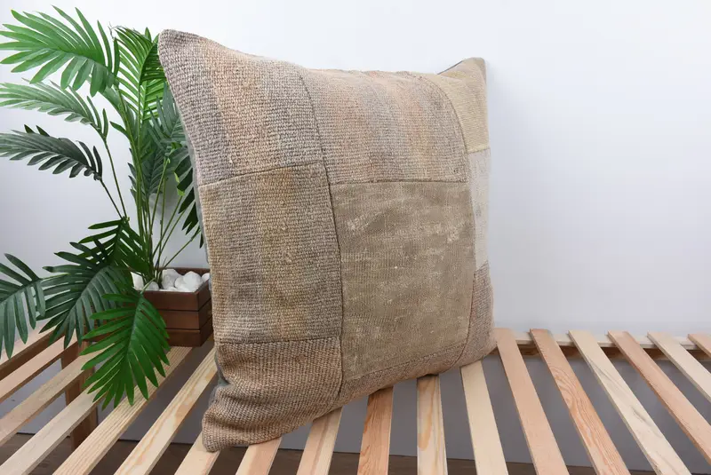 Ottoman Pillow Case, 28x28 Beige Pillow Cover, Pillow for Couch, Gift Pillow, Kilim Cushion Sham, Cushion, Shabby Chic Cushion Cover - 5