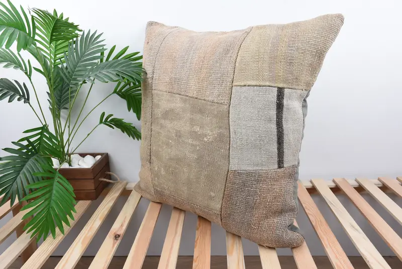 Ottoman Pillow Case, 28x28 Beige Pillow Cover, Pillow for Couch, Gift Pillow, Kilim Cushion Sham, Cushion, Shabby Chic Cushion Cover - 6