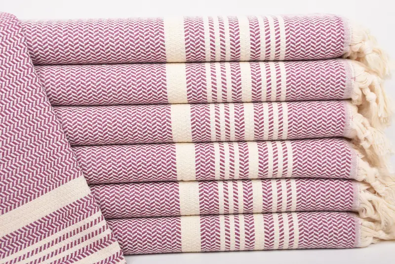 Personalized Turkish Hand Towel Organic Cotton Beige Stripes, 18x40 Inches