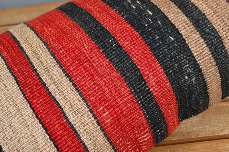 Cushion Cover, Turkish Pillow, Antique Pillows, Wool Kilim Pillow Cushion Cover, 12x24 Red Pillow Sham, Farmhouse Cushion Cover, Pillow for Sofa - 3