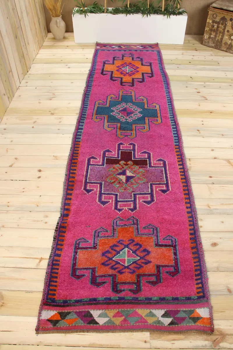 Handmade Moroccan Rug, Purple & Orange 0,3x11,9 ft