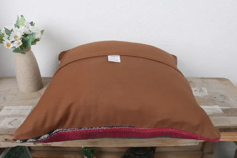 Vintage Kilim Throw Pillow, Pillow Cover, Rustic Cushion Cover, Pillow for Sofa, 16x16 Red Pillow, Patio Cushion Case, Throw Kilim Pillow - 7