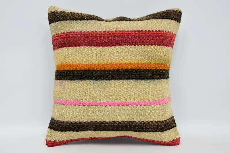 30x30 cm Home Decor Vintage Cushion, Striped Gift LuxuryBrown Cushion Cover - 1