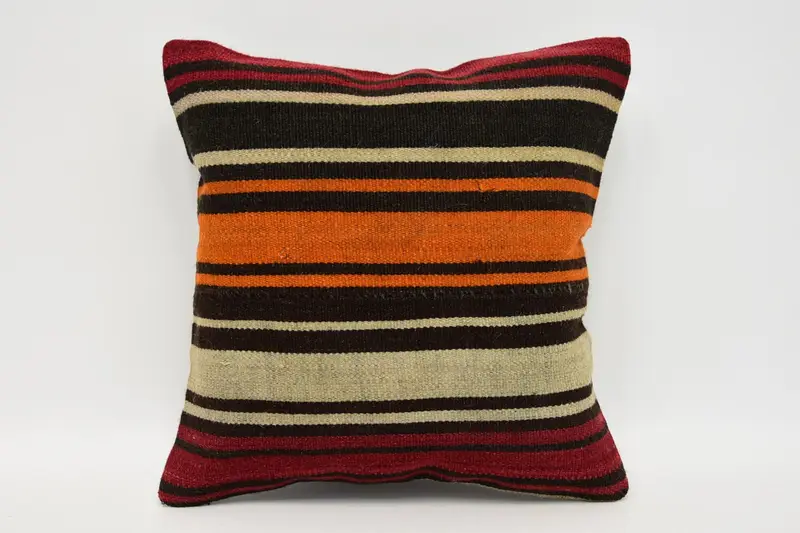 Turkish Striped Red Pillowcase, Garden Decorative Gift 12x12 inch Pillow Cover - 1