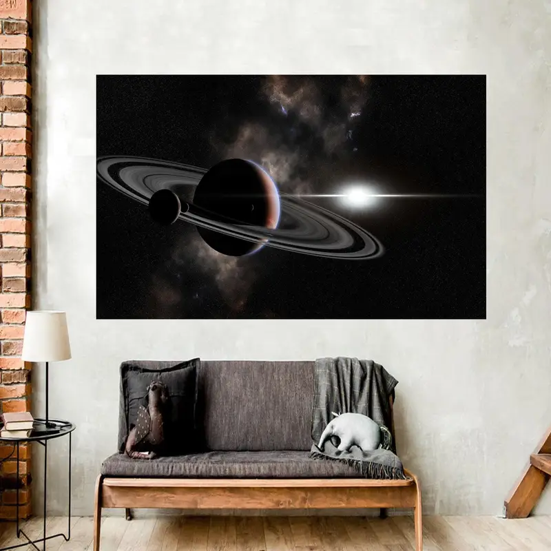 Elegant Printed Glass: Starry Sky Galaxy Planet Design