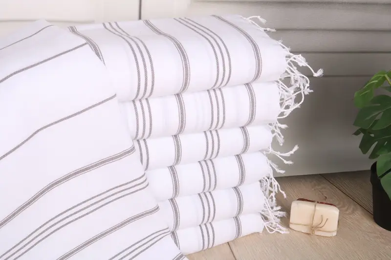 Personalized Striped Tea Towel, Brown Cotton, 40x24 Inches