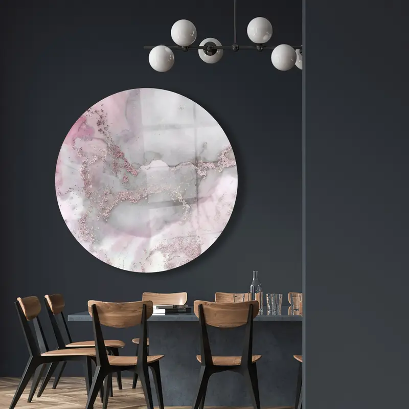 Elegant Printed Glass: Luxury Marble, Pink, Gray, Shimmery