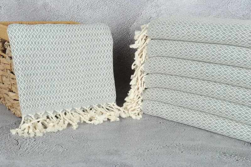 Towel With Name, Sand-free towel, Turkish hand towel, Custom Gifts, 70x40 Cotton Diamond Towel, Organic towel, Antibacterial Turkish peshtemal towel - 3
