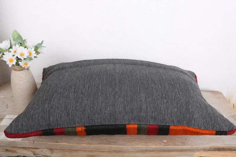 12x20 Red Cushion Cover, Handmade Rug Seat Pillow, Boho Pillow, Handmade Kilim Cushion, Ethnical Kilim Rug Pillow, Pillow Case, Comfy Throw Cushion - 7