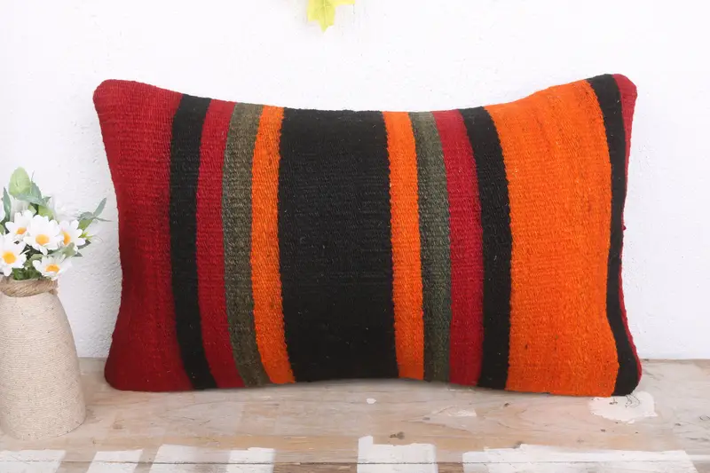 12x20 Red Cushion Cover, Handmade Rug Seat Pillow, Boho Pillow, Handmade Kilim Cushion, Ethnical Kilim Rug Pillow, Pillow Case, Comfy Throw Cushion - 2