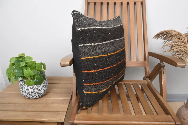 Vintage Throw Cushion, Cushion Cover, 20x20 Brown Pillow, Vintage Kilim Pillow, Home Decor Pillow, Pillow for Sofa, Boho Chic Cushion Cover - 2