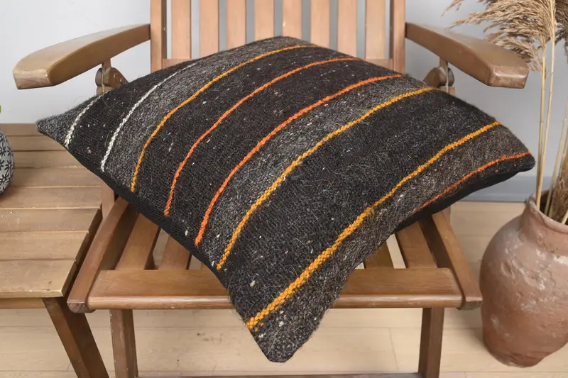 Vintage Throw Cushion, Cushion Cover, 20x20 Brown Pillow, Vintage Kilim Pillow, Home Decor Pillow, Pillow for Sofa, Boho Chic Cushion Cover - 4