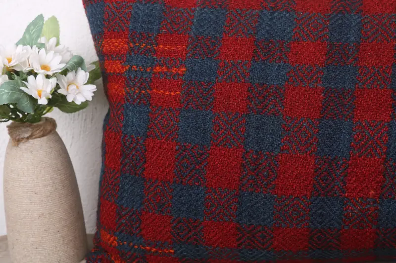 Southwestern Pillow Case, Pillow Case, Gift Pillow, Pillow for Sofa, Vintage Pillow, 12x24 Red Pillow Sham, Handmade Rug Seat Cushion - 3