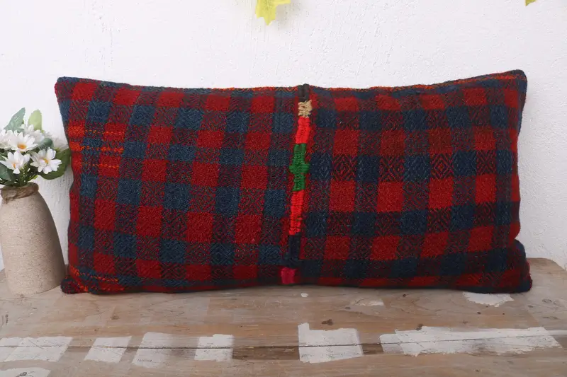 Southwestern Pillow Case, Pillow Case, Gift Pillow, Pillow for Sofa, Vintage Pillow, 12x24 Red Pillow Sham, Handmade Rug Seat Cushion - 2