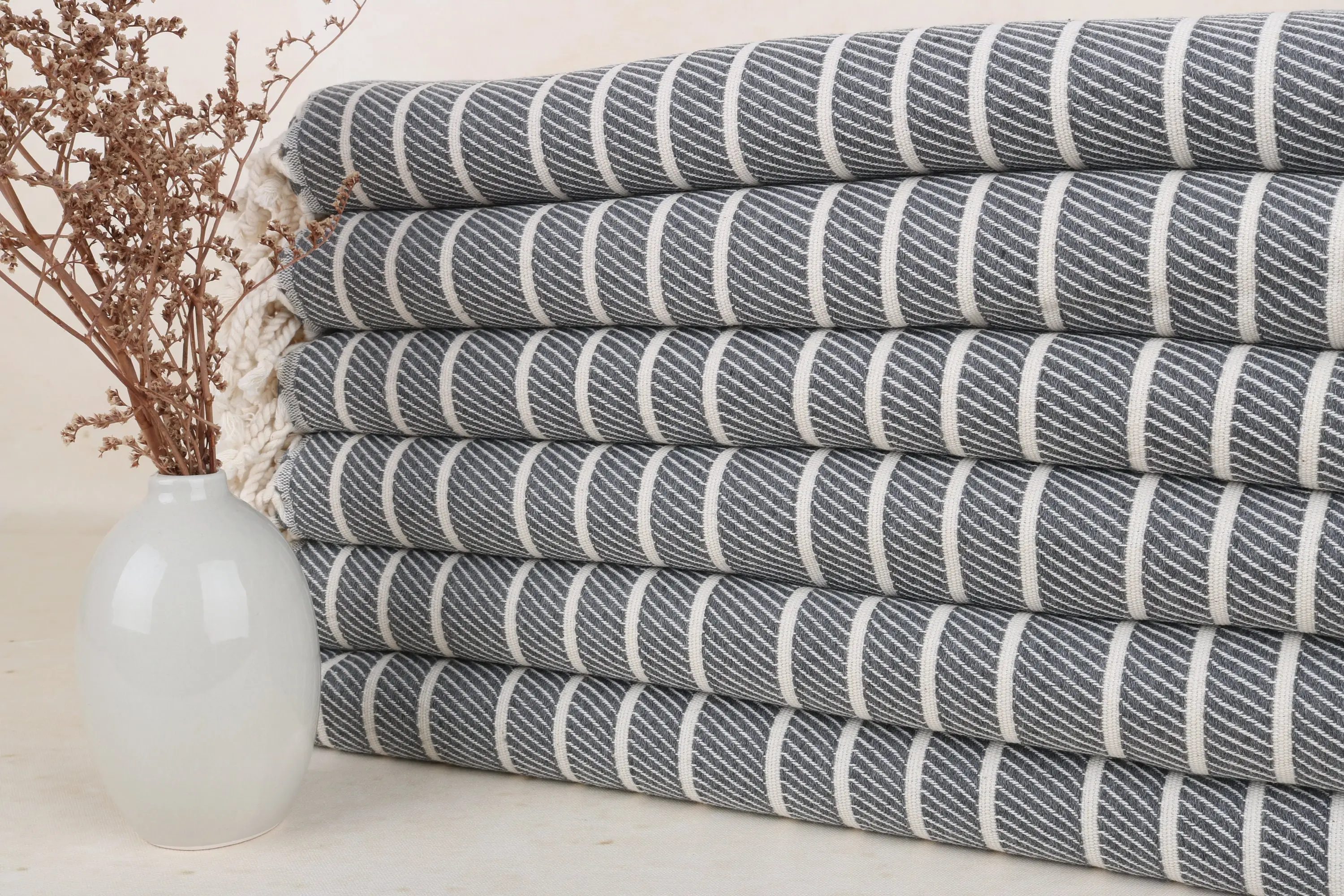 Bridal Shower Favors Organic Cotton Dark Gray Bamboo Towel, 40x71 Inches - 1