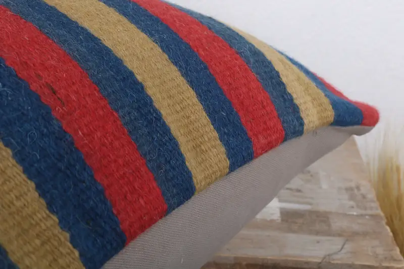 Cushion Cover, 20x20 Blue Cushion Case, Bolster Throw Cushion Cover, Boho Pillow Sham Cover, Vintage Kilim Throw Pillow, Turkish Kilim Pillow - 6