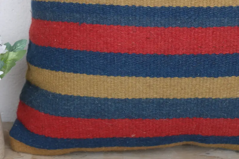Cushion Cover, 20x20 Blue Cushion Case, Bolster Throw Cushion Cover, Boho Pillow Sham Cover, Vintage Kilim Throw Pillow, Turkish Kilim Pillow - 3