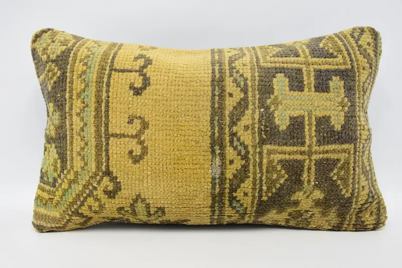12x20 Yellow Pillow, Kilim Pillow Cover, Turkish Pillow, Bohemian Cushion Cushion, Antique Pillows, Accent Throw Pillow, Pillow Sham - 1