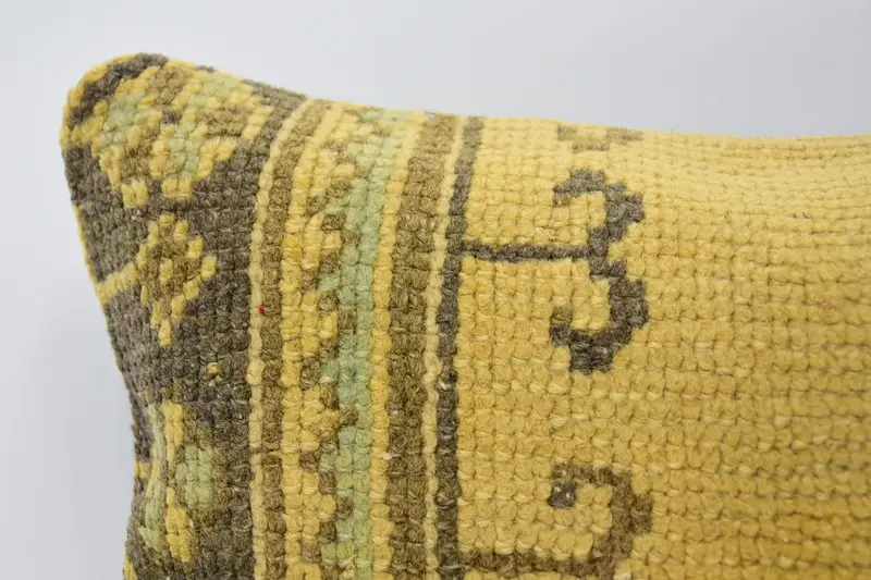12x20 Yellow Pillow, Kilim Pillow Cover, Turkish Pillow, Bohemian Cushion Cushion, Antique Pillows, Accent Throw Pillow, Pillow Sham - 2