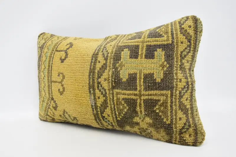 12x20 Yellow Pillow, Kilim Pillow Cover, Turkish Pillow, Bohemian Cushion Cushion, Antique Pillows, Accent Throw Pillow, Pillow Sham - 4