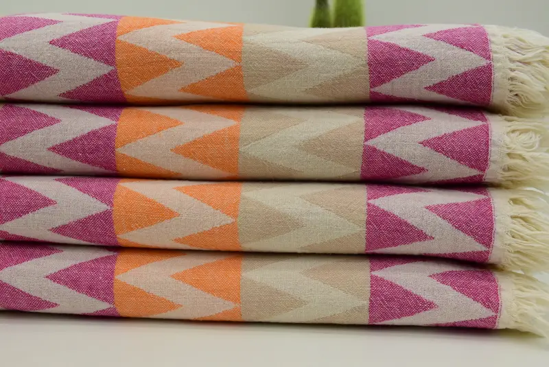 Absorbent Turkish towel, Merry Christmas Gifts, Bachelorette Party Gift, 70x40 Cotton Zigzag Design Towel, Organic Cotton Towel, Hammam towel - 3