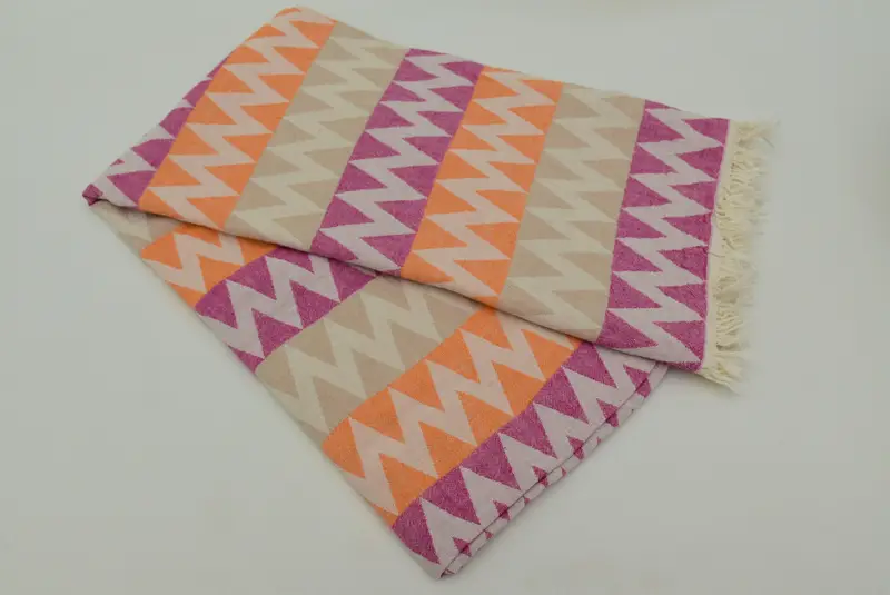 Absorbent Turkish towel, Merry Christmas Gifts, Bachelorette Party Gift, 70x40 Cotton Zigzag Design Towel, Organic Cotton Towel, Hammam towel - 6