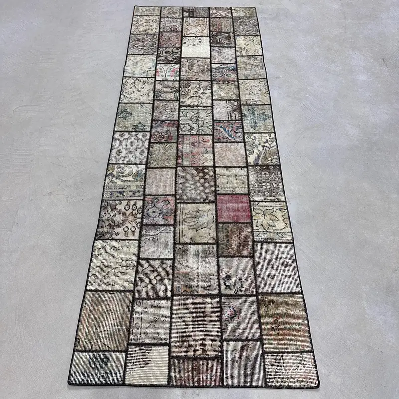 2.6x7.4 ft Turkish Rug, Oushak Rug, Brown Camouflage Rug Wool - 1