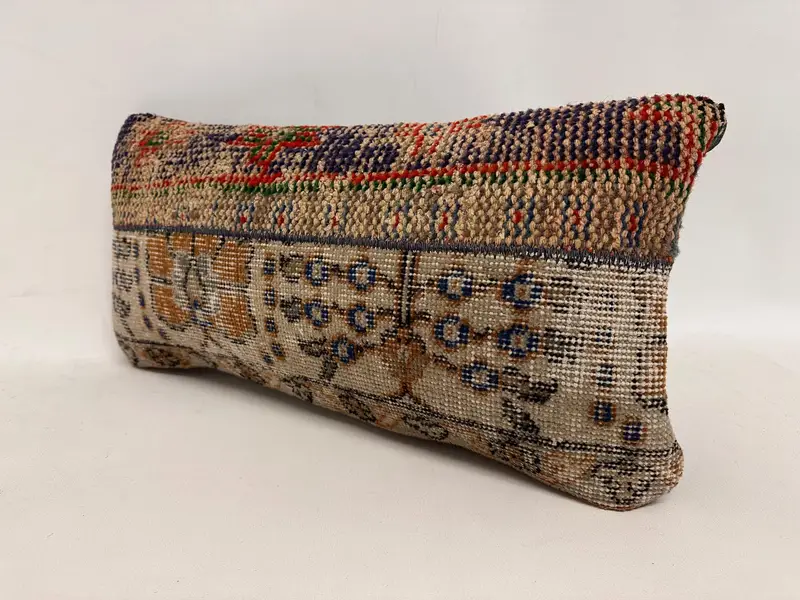 Boho Pillow, Pillow Sham, 12x24 Beige Pillow Case, Garden Cushion Cover, Interior Designer Pillow, Outdoor Bolster Cushion, Vintage Pillow - 1