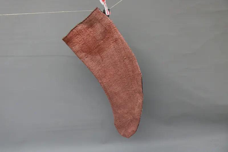 Festive Pink Christmas Stocking with Brown Ornaments, Holiday Charm