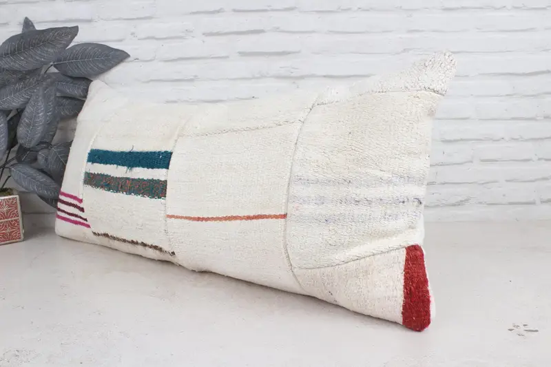 16x36 White Cushion, Vintage Kilim Throw Pillow, Pillow Sham, Authentic Pillow Sham, Colorful Cushion Case, Vintage Pillow, Boho Pillow - 3