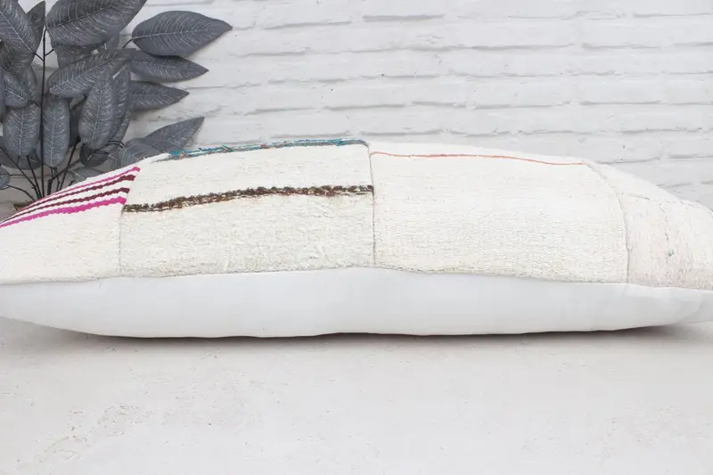 16x36 White Cushion, Vintage Kilim Throw Pillow, Pillow Sham, Authentic Pillow Sham, Colorful Cushion Case, Vintage Pillow, Boho Pillow - 5