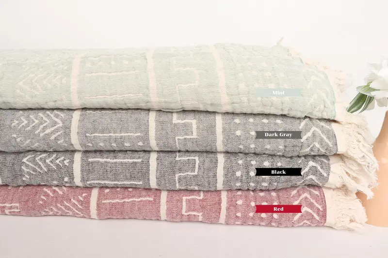 Monogram Blanket, 92x80 Cotton Ethnic Design Towel, Personalize Gift, Best Wedding Gift, Family Gift Basket, Decorative Blanket, Wedding Favors - 1