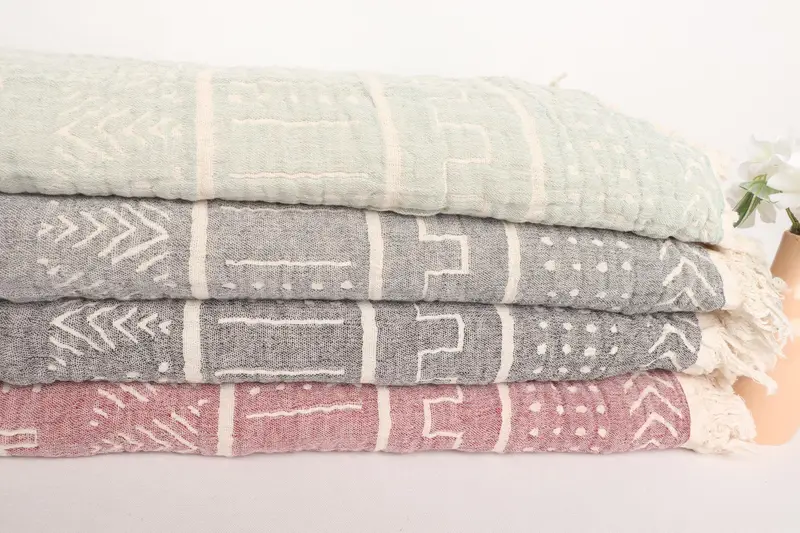 Monogram Blanket, 92x80 Cotton Ethnic Design Towel, Personalize Gift, Best Wedding Gift, Family Gift Basket, Decorative Blanket, Wedding Favors - 2
