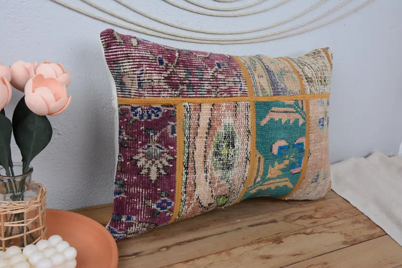 Home Decor Pillow, Pillow for Couch, Floor Pillow Case, One Of A Kind Cushion, 16x24 Green Cushion Cover, Cushion Case, Kilim Pillow Cover - 1