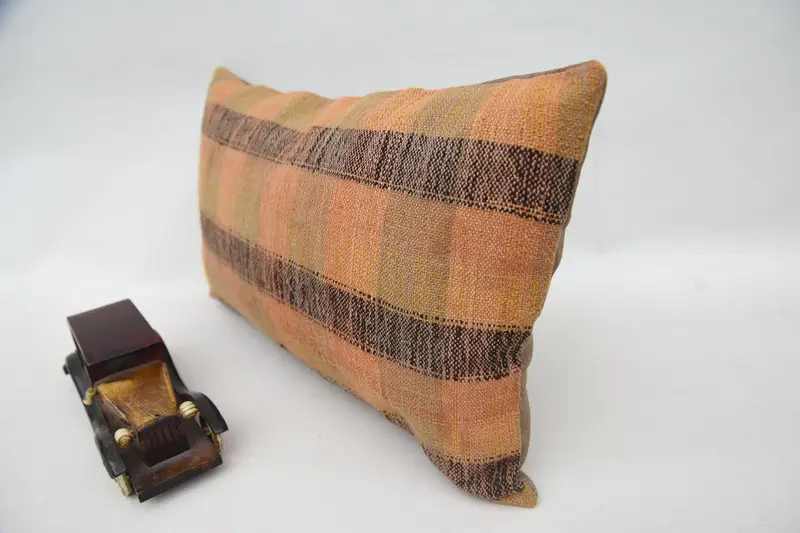 Kilim Pillow, Nomadic Pillow, Pillow Sham, Antique Pillows, 12x20 Orange Pillow, Nautical Throw Pillow Sham, Turkish Pillow - 3