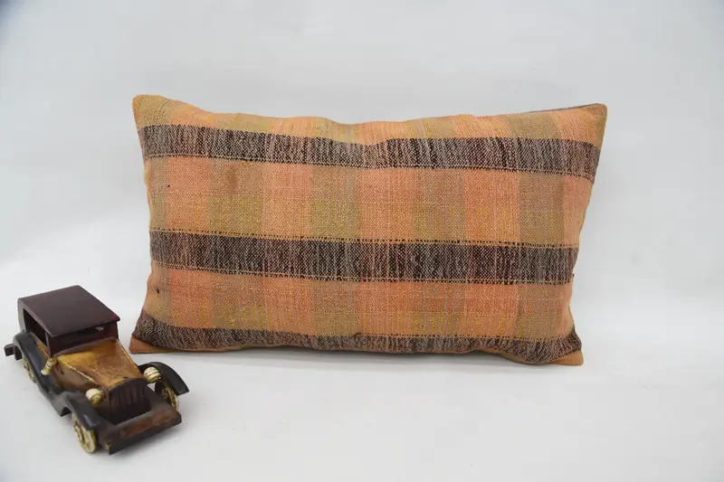 Kilim Pillow, Nomadic Pillow, Pillow Sham, Antique Pillows, 12x20 Orange Pillow, Nautical Throw Pillow Sham, Turkish Pillow - 1