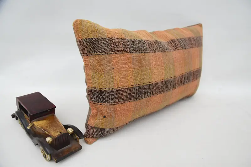 Kilim Pillow, Nomadic Pillow, Pillow Sham, Antique Pillows, 12x20 Orange Pillow, Nautical Throw Pillow Sham, Turkish Pillow - 2