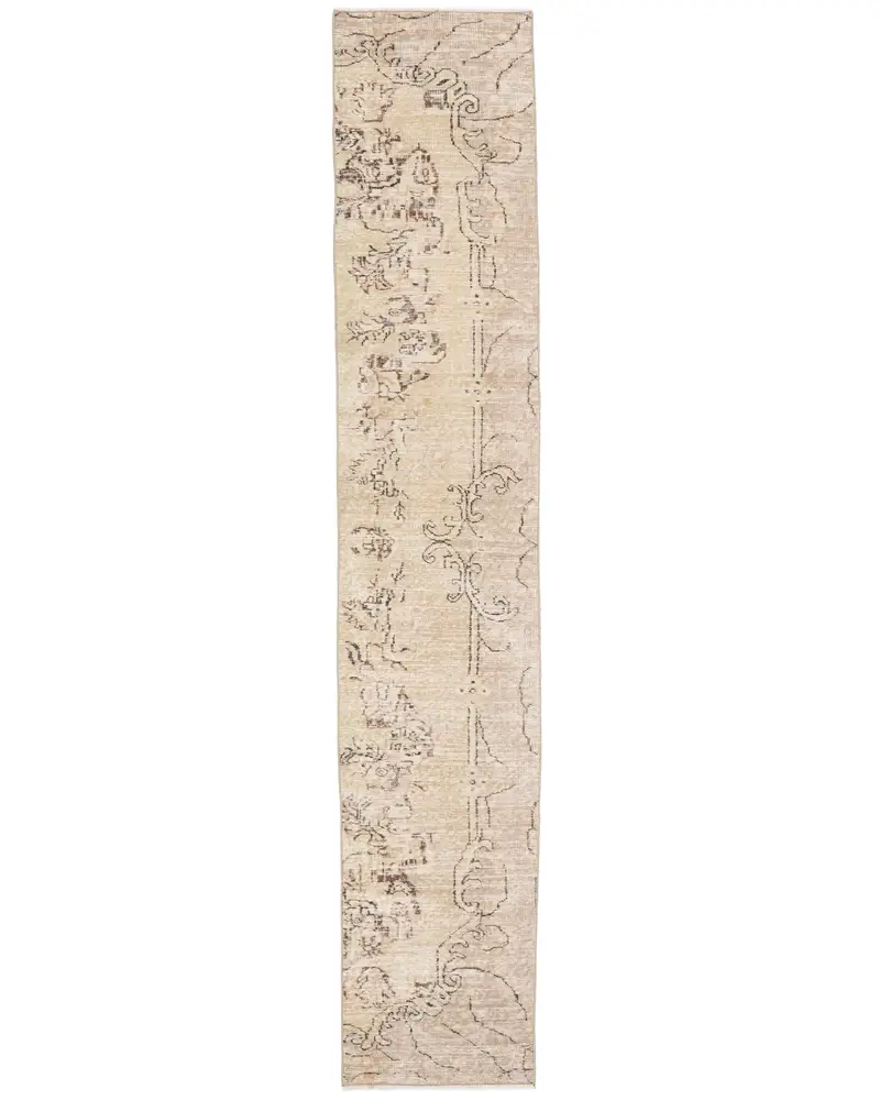 Zarif Bej ve Siyah Halı, 1,8x9,5 ft Puantiyeli Tasarım